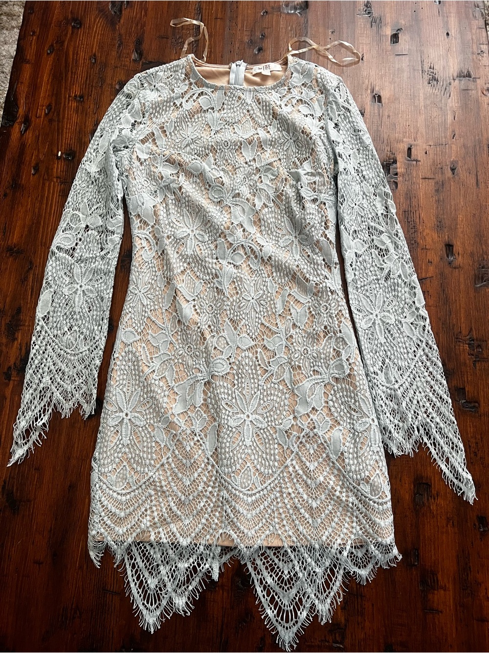 love, Fire White Lace Long Sleeve Overlay Dress